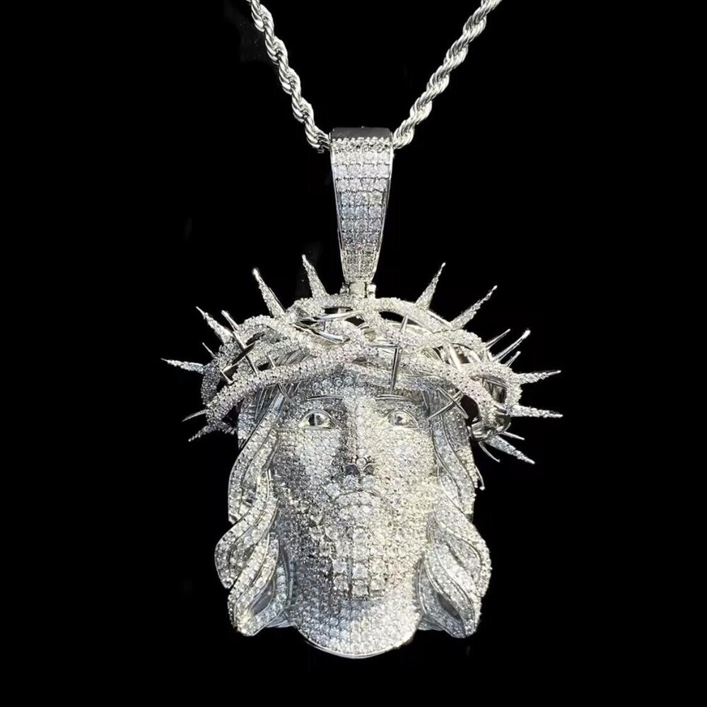 Silver Jesus Piece With Rope 24inch